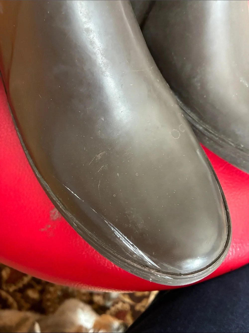 Coach Brown Signature Monogram Rain Boots with Dark Brown Foot. Size 8B.
